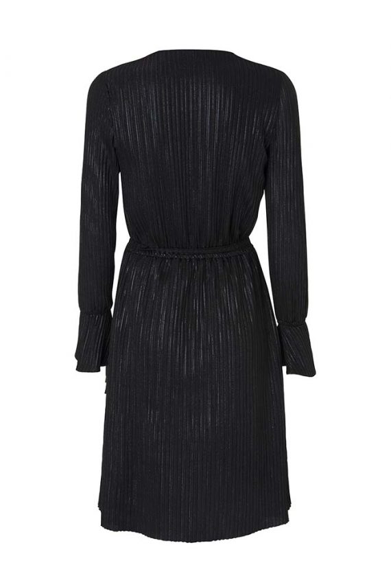 Siyah Fırfır detaylı Anvelop Elbise -2
